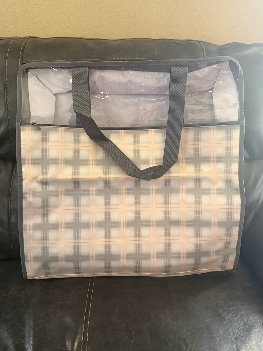 Thirty-one Pale Pink Plaid Utility Storage Tote